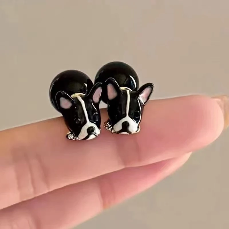 新款可爱狗狗耳钉女精致时尚百搭独特小众设计感耳环高级感耳饰品