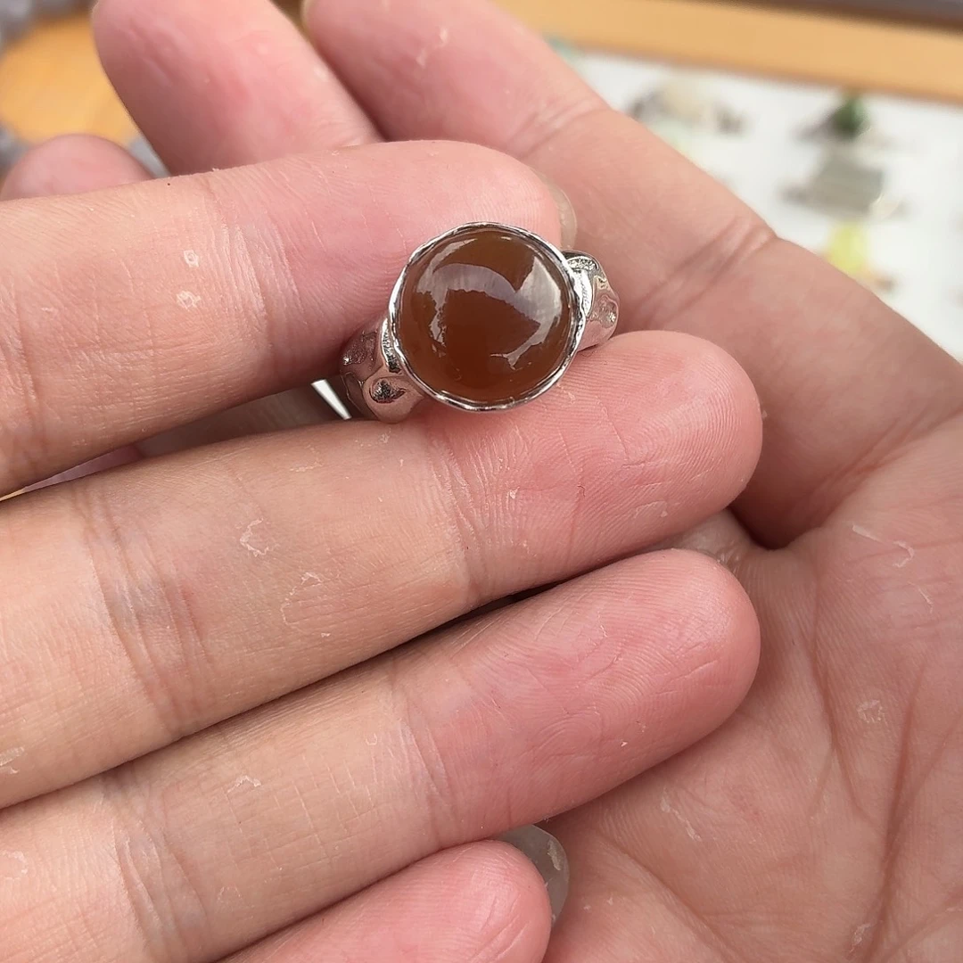 银S925镶嵌戒指和田玉