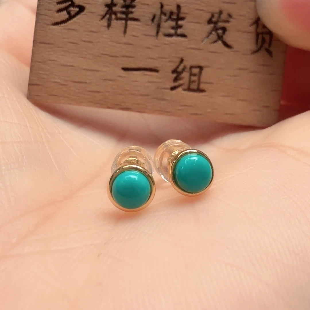 绿松石银S925镶嵌耳饰