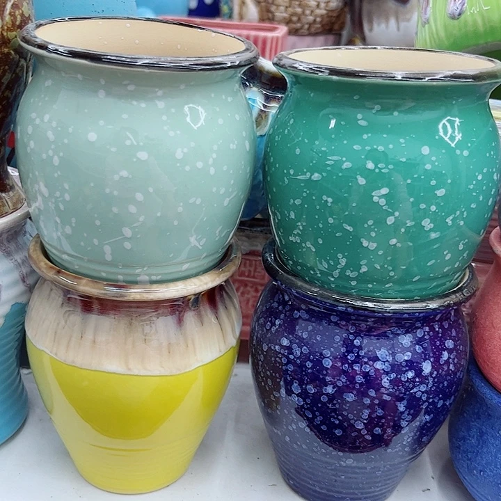 多肉绿植陶瓷花盆9.9包邮，有孔