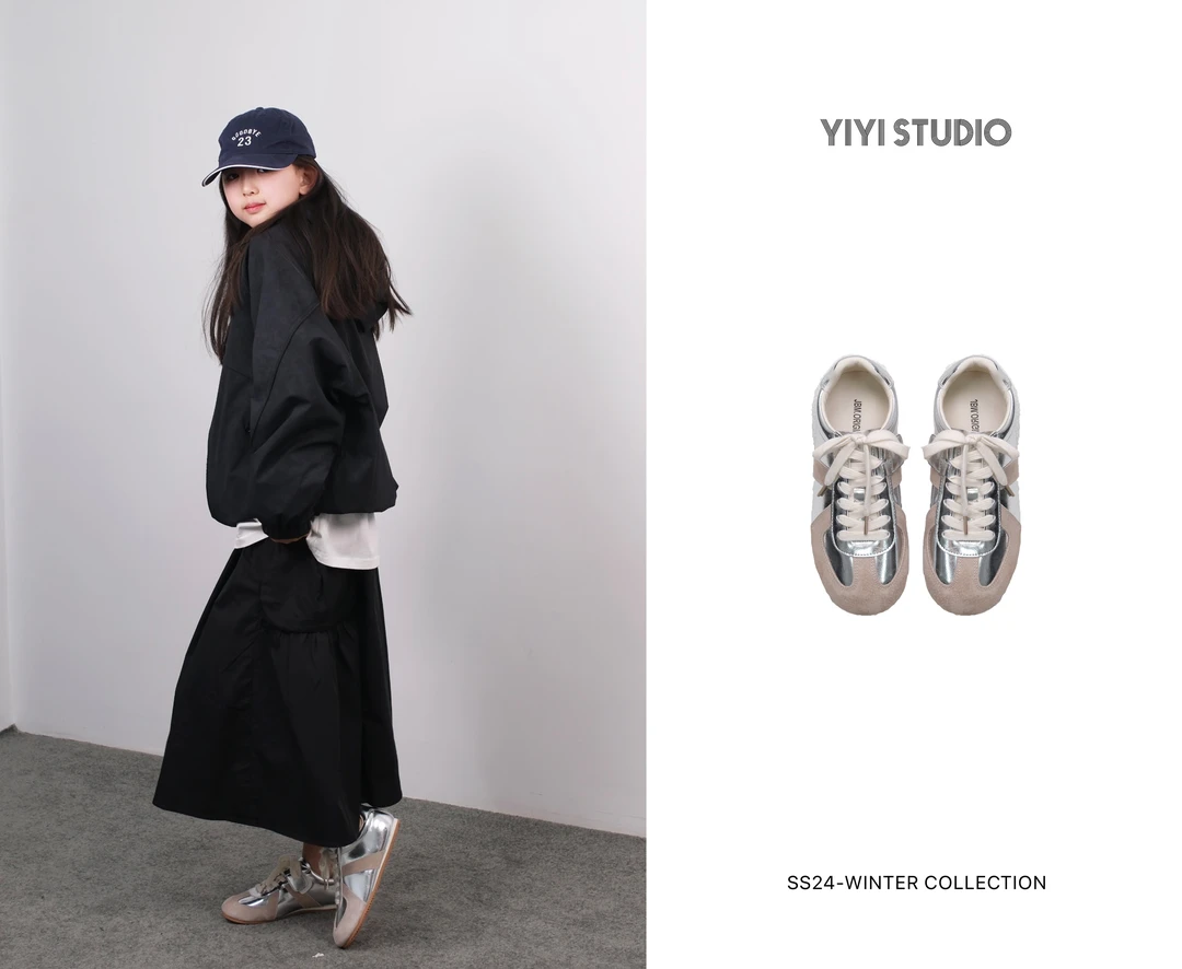 YiYi 童装百搭银色德训鞋0456