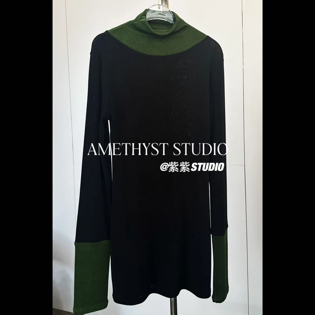 紫紫【老H】经典收藏撞色色连衣裙秋冬打底裙 ZSJB0814