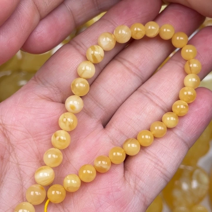 未镶嵌蜜蜡裸石蜜蜡6圆珠 多样性发一颗