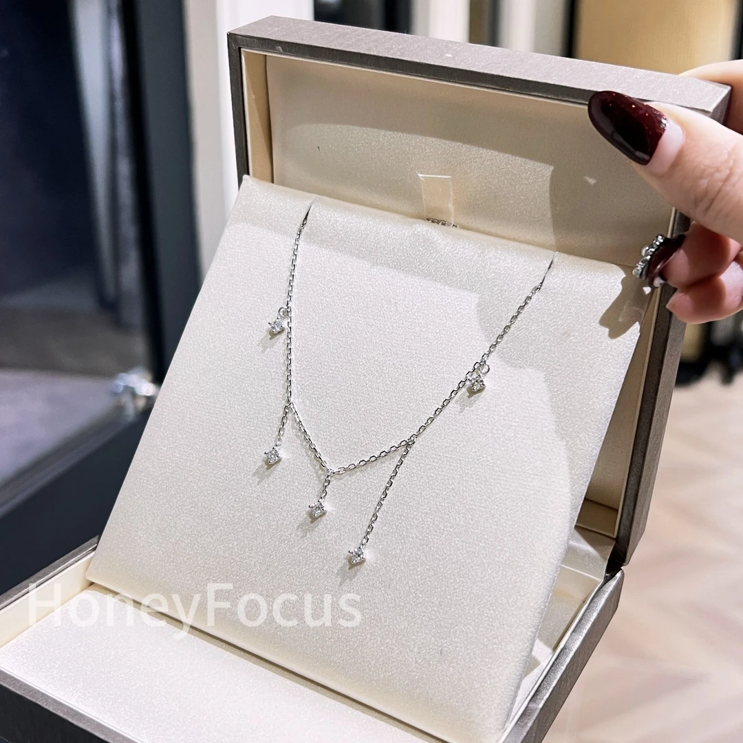 链子925银合成锆石 散落星辰项链 轻奢百搭简约银色项链 #9168