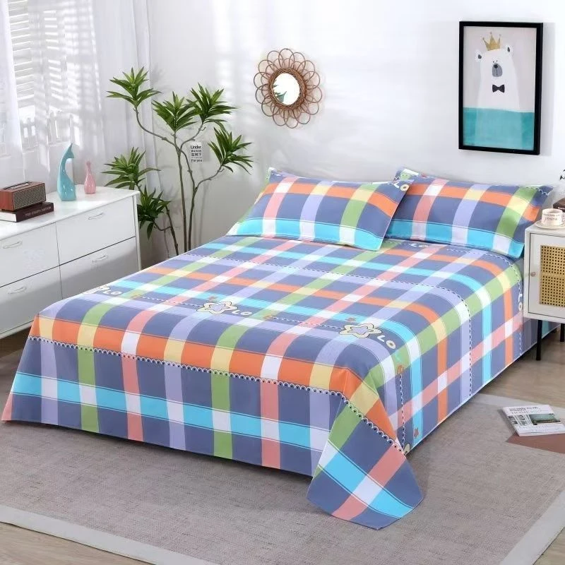 （榻榻米自闭症床单）七彩格老粗布2.45*2.3原棉加厚粗布床单老师