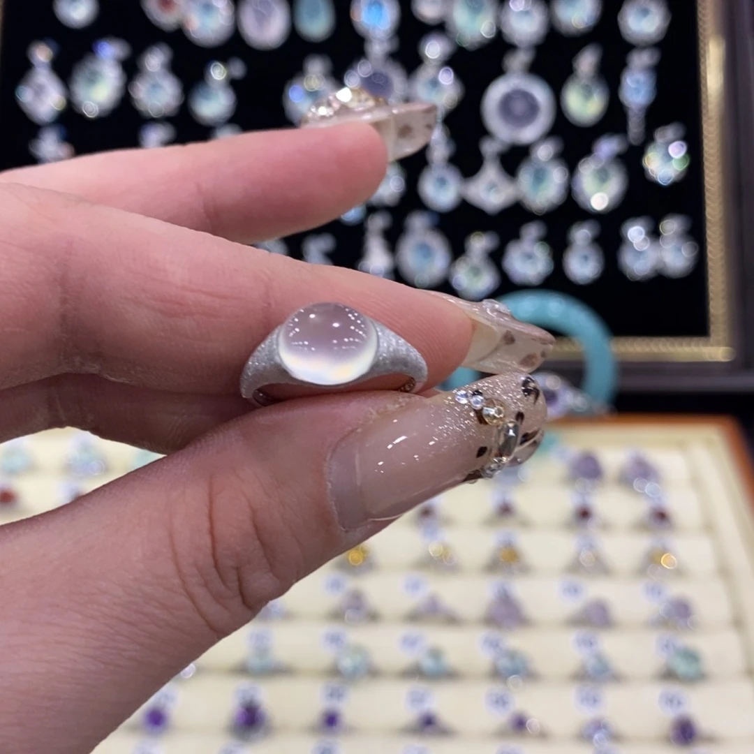 蛇纹石玉银S925镶嵌戒指