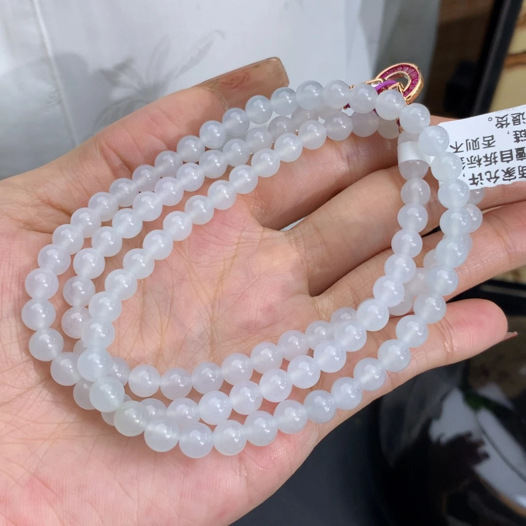 翡翠手链未镶嵌卡5.8白冰胶项链