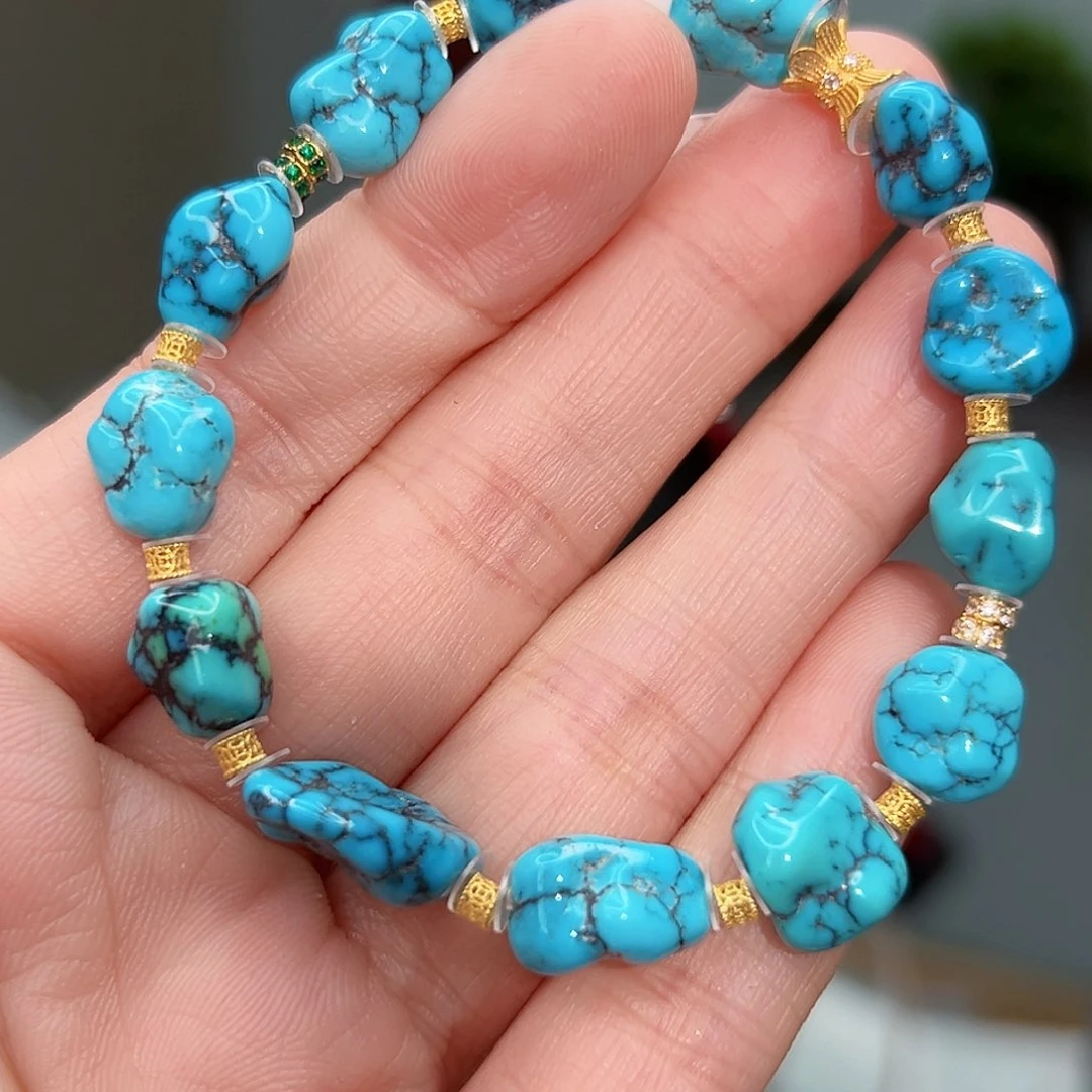 绿松石珠宝奇石18K金镶嵌