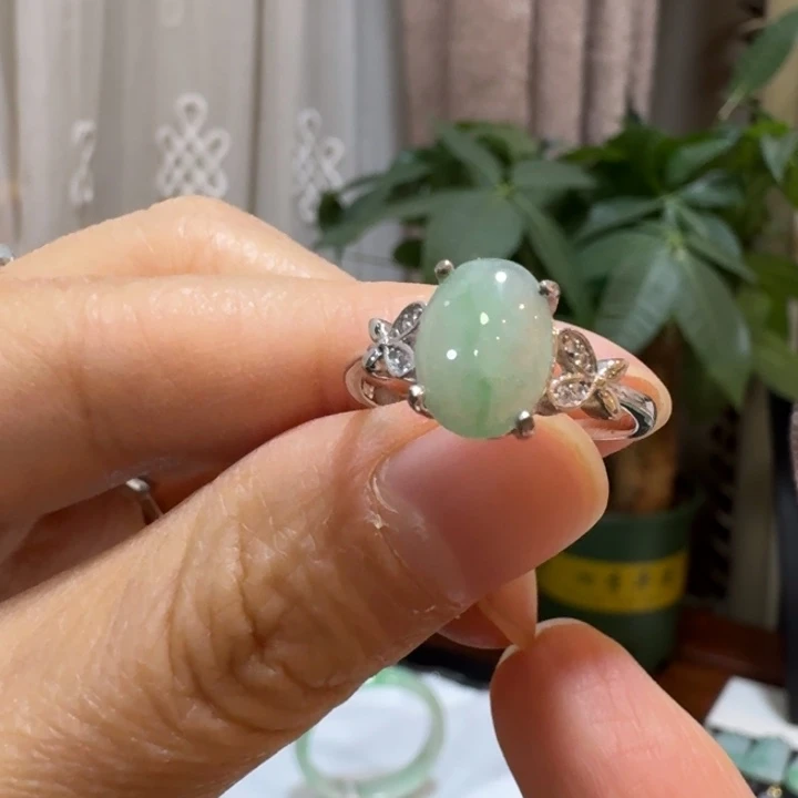 翡翠银S925镀金镶嵌戒指戒指2