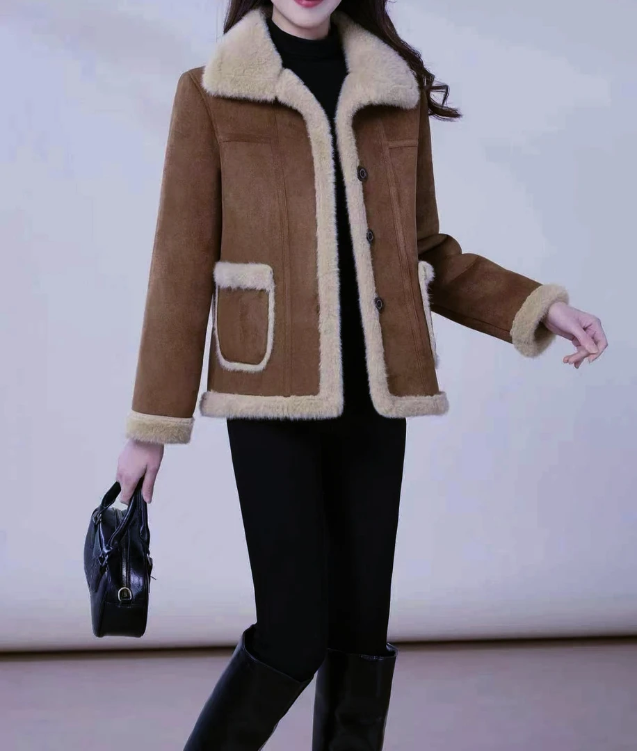 2025年外套冬季复古美拉德棕色一体绒加厚25113