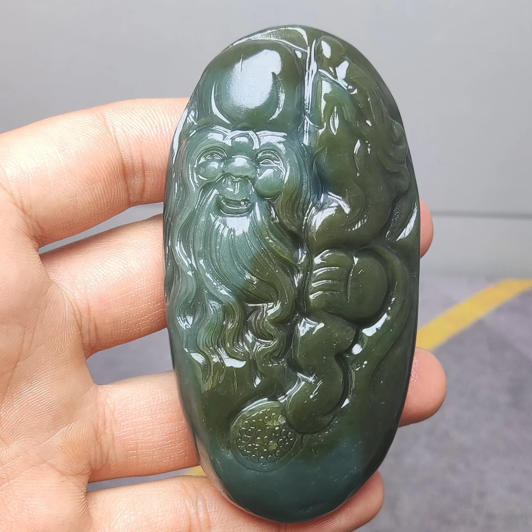 新疆和田玉且末料寿星把件