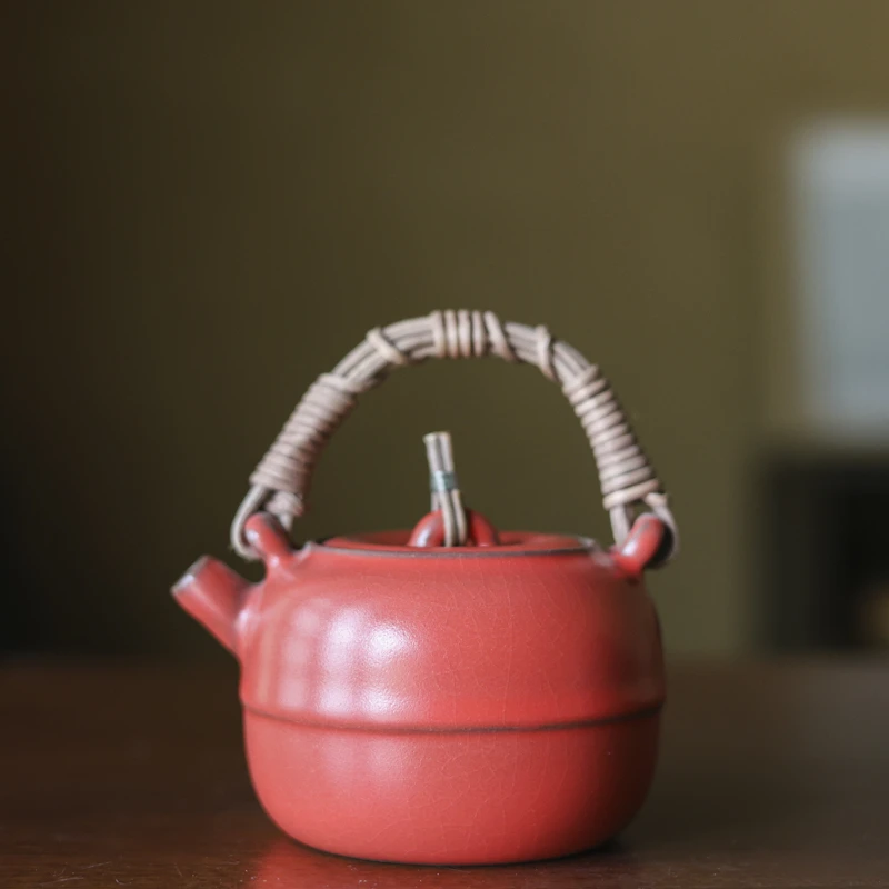 梵山堂腰线苹果壶山楂红苹果提梁壶（W0040）