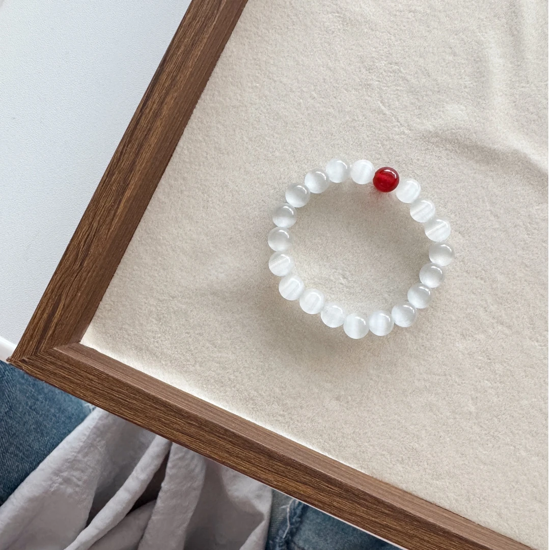 铁合金琉璃手链 白色简约玉手串百搭显白手链