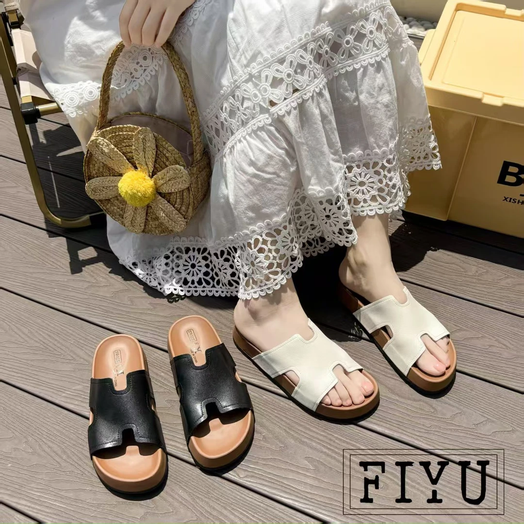 厚底勃肯鞋凉拖夏外穿2025新款时尚高级感海边沙滩一字拖L250609