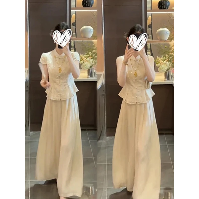 新中式气质亮片贵气感国风上衣女装2025夏季新款百搭高级收腰小衫