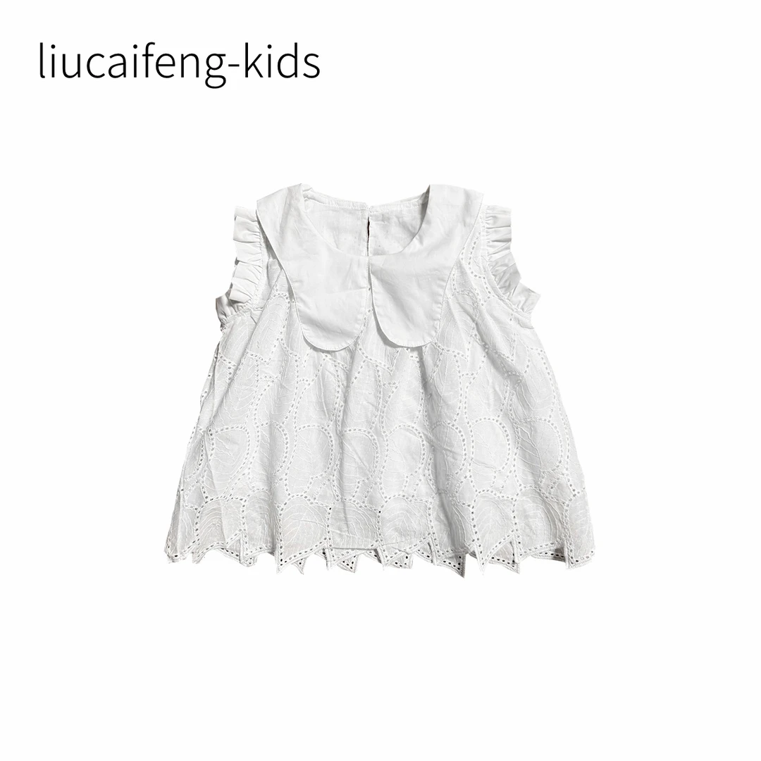 2025新款女童衬衫夏季洋气百搭上衣薄款中大童女孩独特无袖衫炸街
