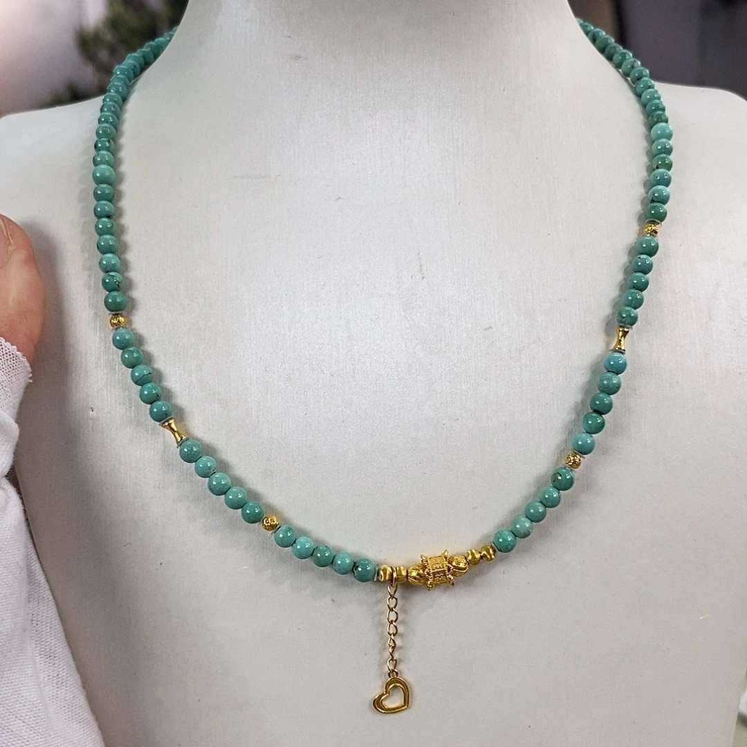 绿松石18K金镶嵌珠宝奇石定位珠为合金