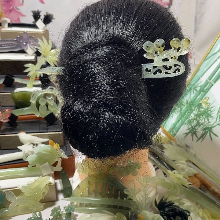 蛇纹石玉合金发饰
