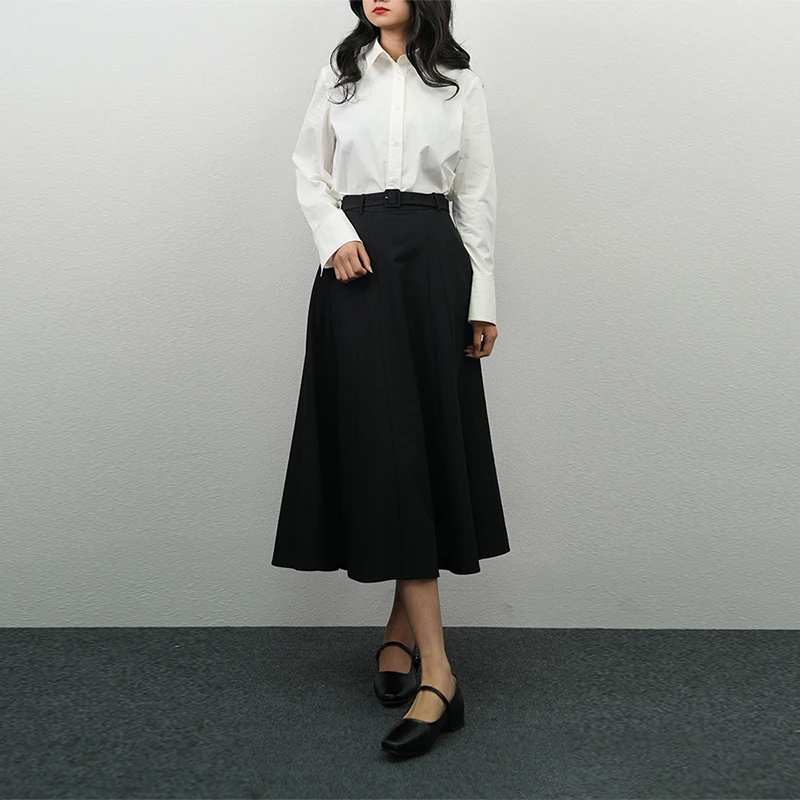 12片立体剪裁波浪伞裙黑色伞裙显瘦气质时尚百搭女士小众设计