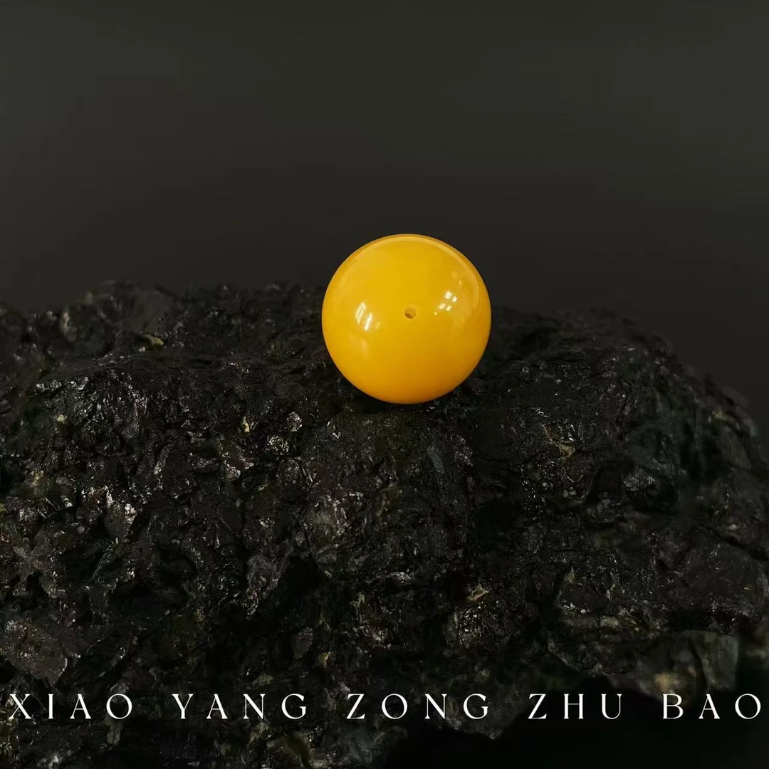 【小杨总珠宝】天然蜜蜡13mm满蜜鸡油黄圆珠单珠散珠高级感【一个装】