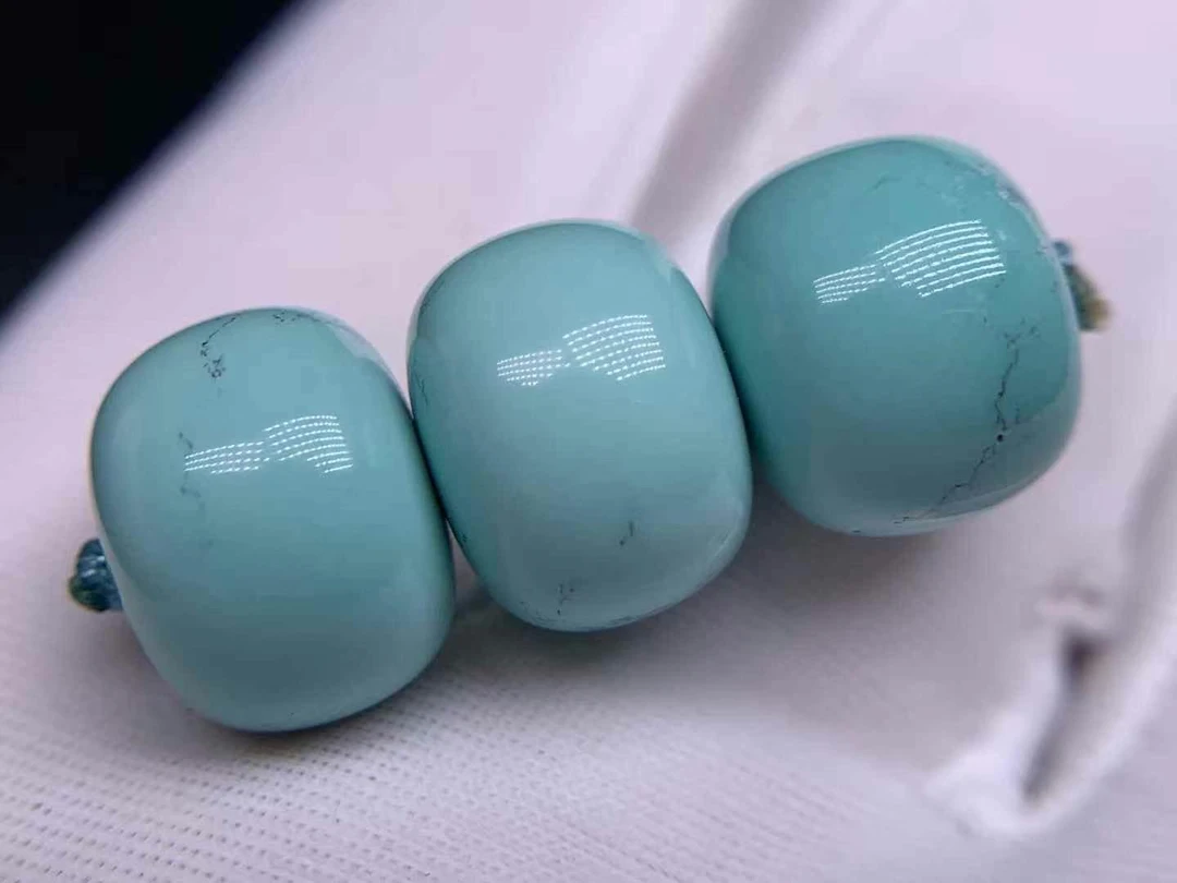 原矿高瓷精美水草纹果冻料绿松石老型珠配珠配饰套装，直径11-10.5