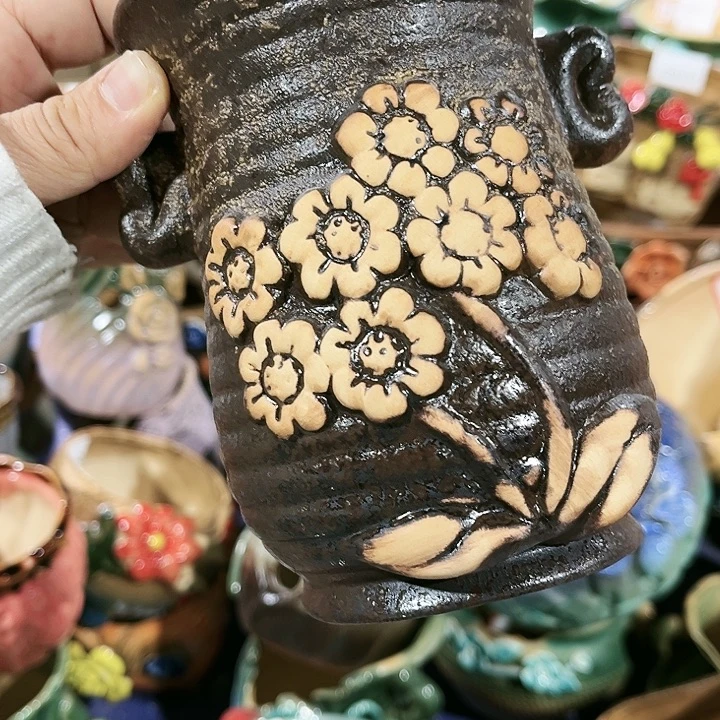 瓷片花盆多肉植物艺术品