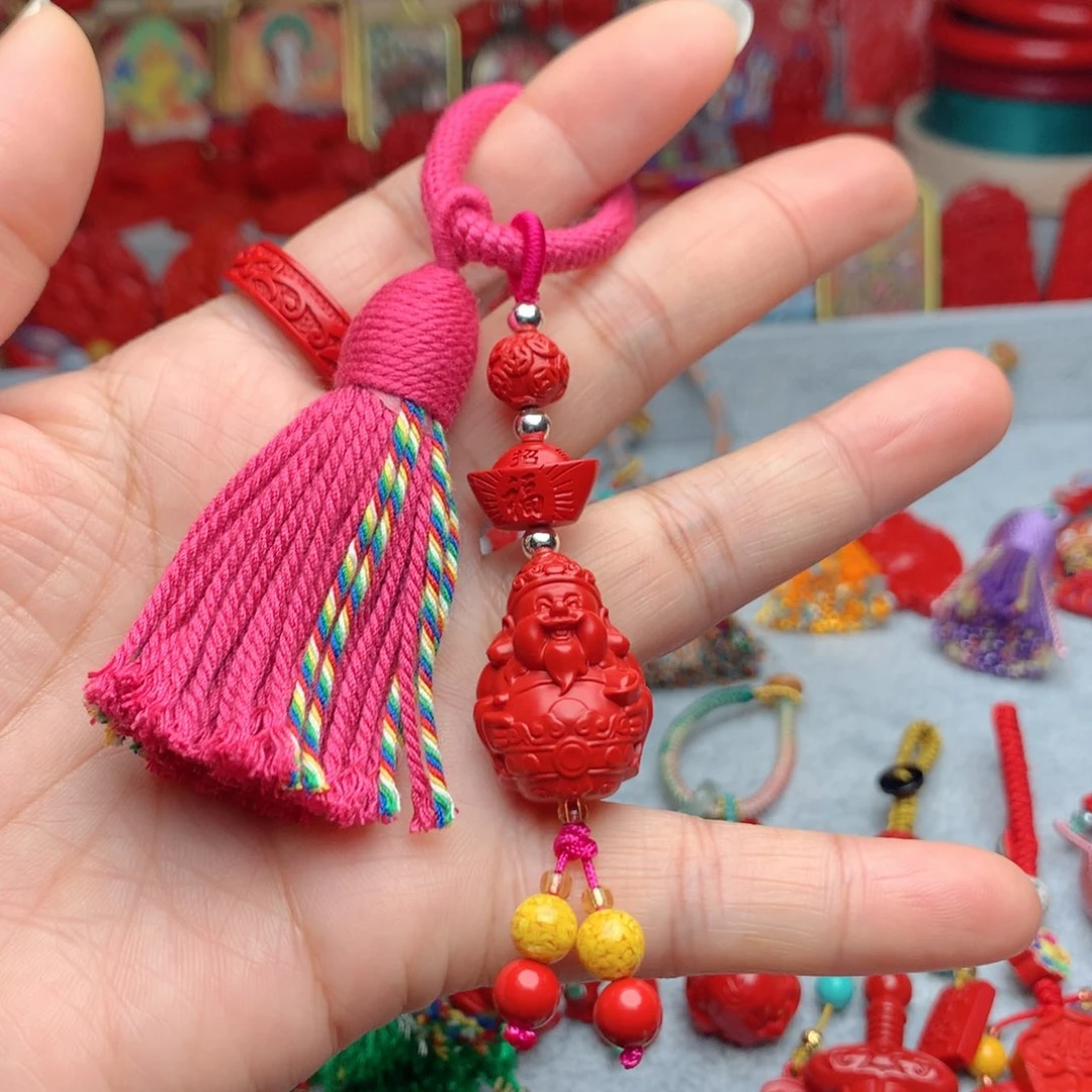 天然辰砂工艺品朱砂钥匙扣包包挂