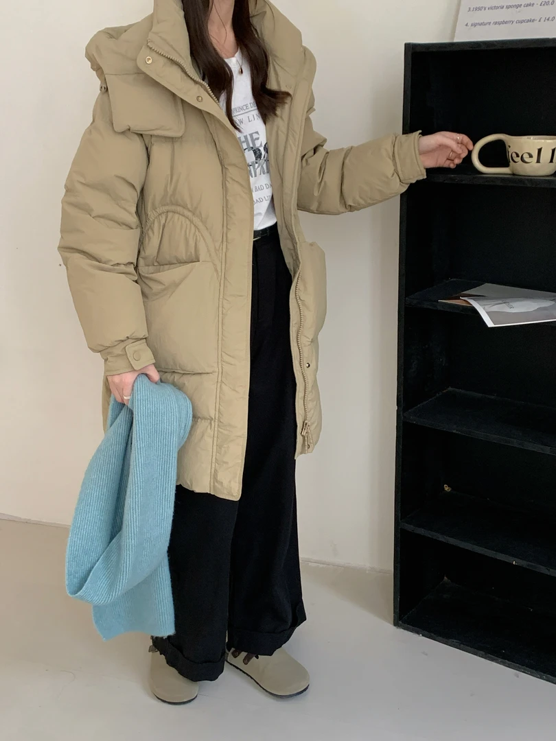 小米女装#6518 新款长款连帽羽绒服时尚加厚冬季外套