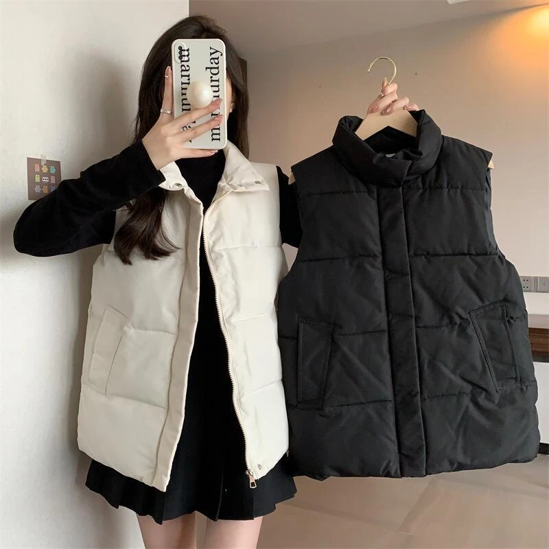 聚酯纤维201*羽绒棉服马甲女秋冬坎肩外穿新款百搭棉衣马夹外套潮