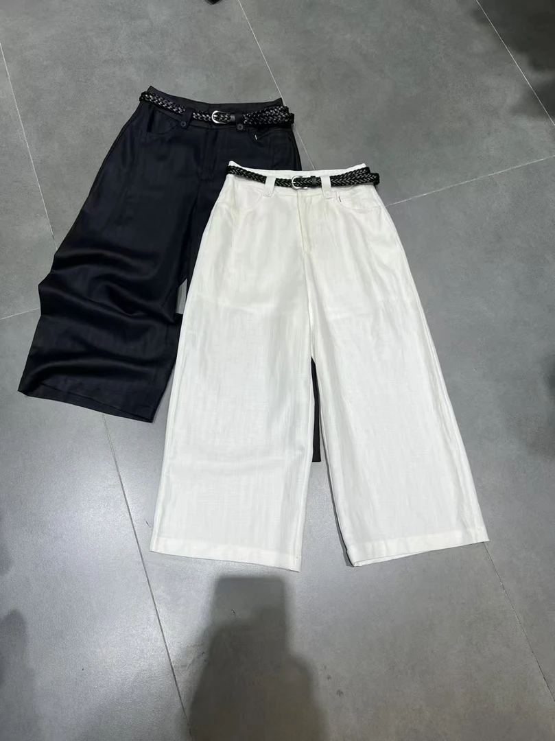 【女王定制】亚麻直筒阔腿九分休闲裤