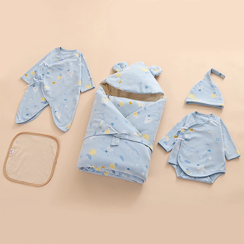 新生儿包被套装纯棉棉花填充宝宝产房抱被婴儿待产用品