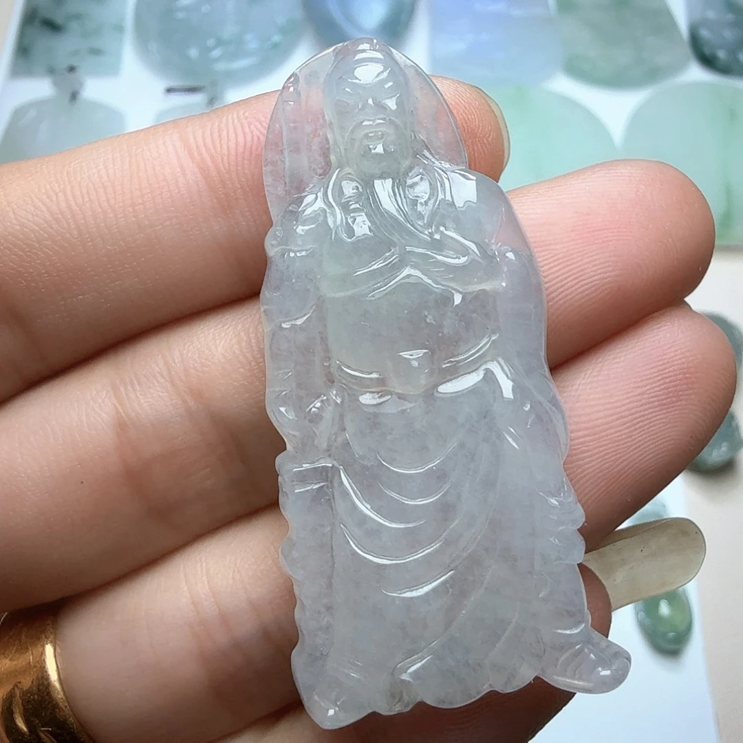 翡翠未镶嵌颈饰天然缅甸翡翠A货关二爷