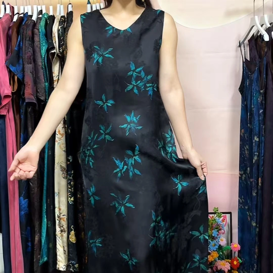 高端气质花萝双面穿无袖夏季时尚气质背心裙女装