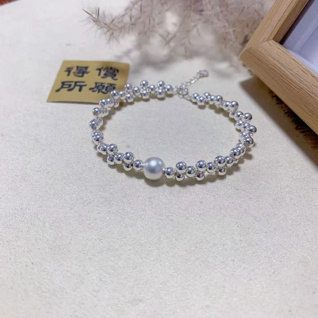 链子925银 纯银珠子手链 时尚银制品 素款 百搭 气质 精美 仙女