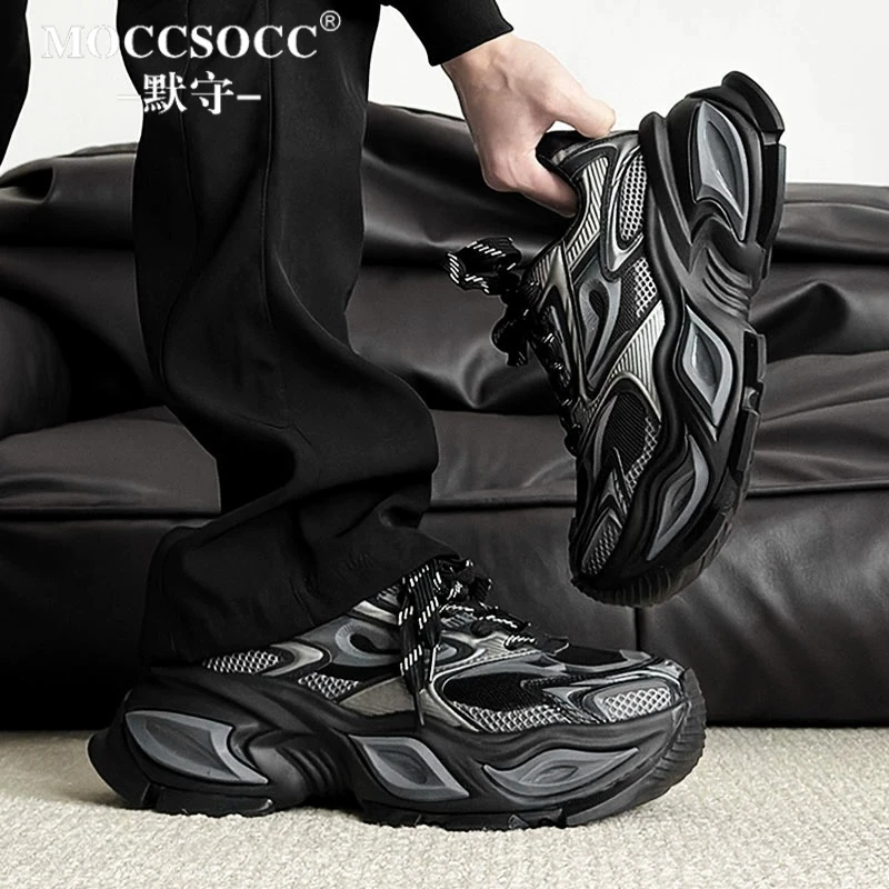 MOCCSOCC老爹鞋男款厚底增高鞋轻奢小众潮鞋时尚百搭休闲运动鞋男
