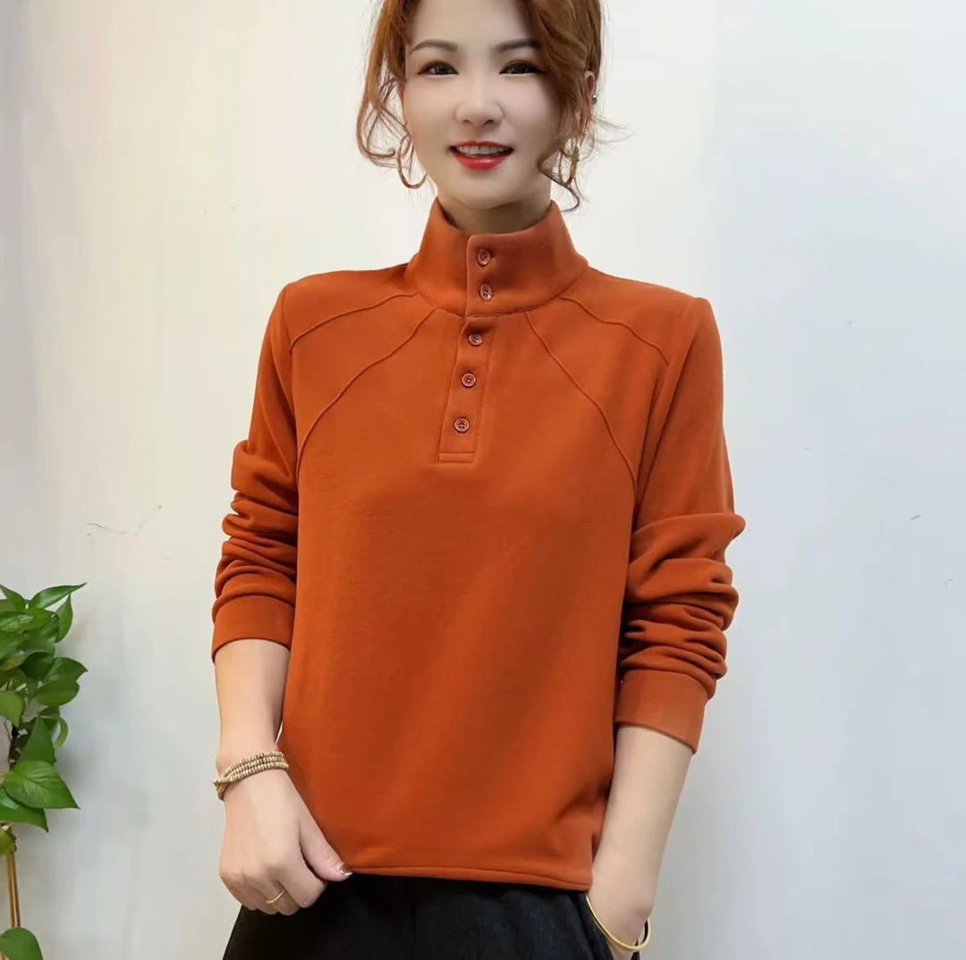 1106款洋气时尚减龄保暖冬季新款纯色德绒内搭上衣小衫