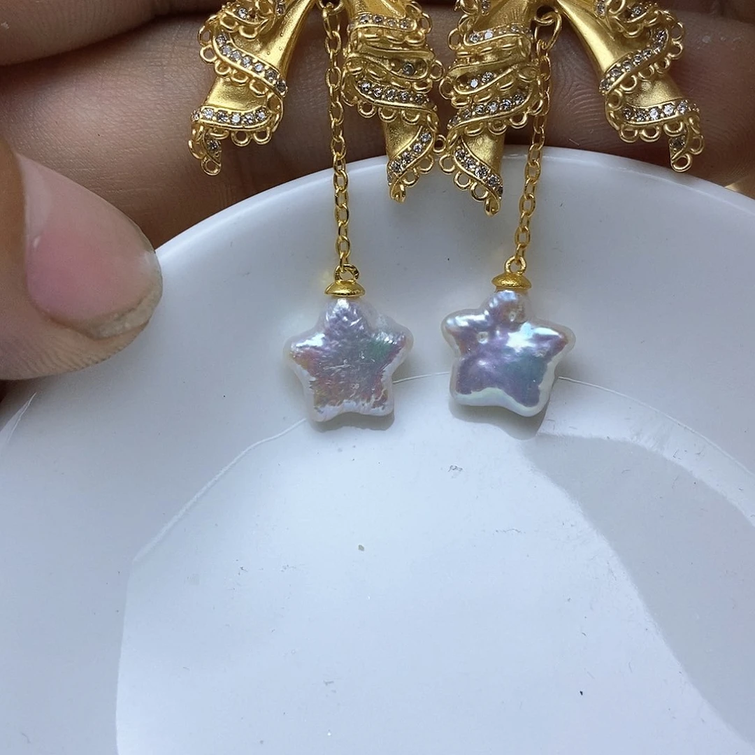 淡水珍珠耳钉合金赤*