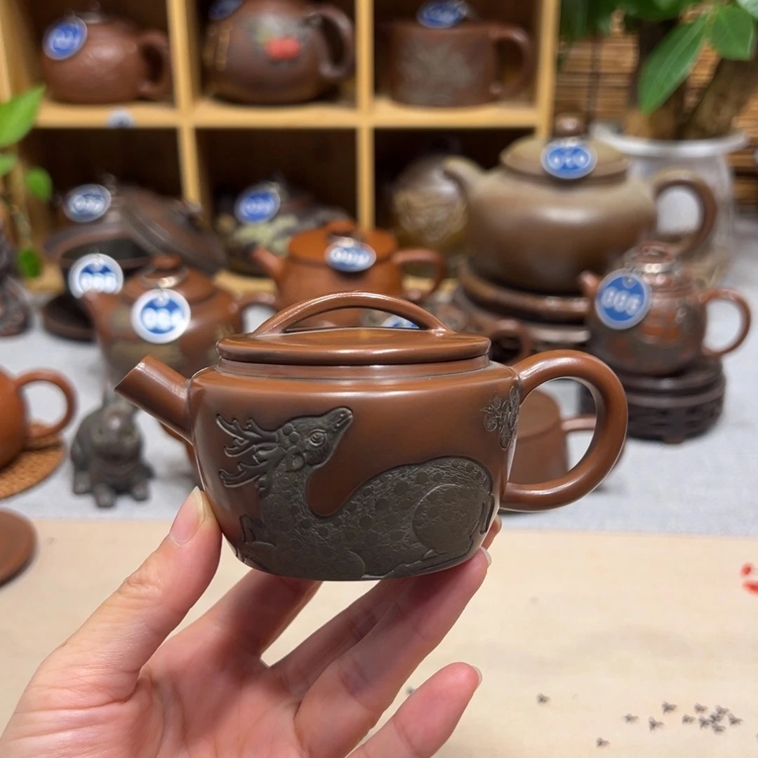 广西钦州坭兴陶炮嘴汉瓦壶140cc