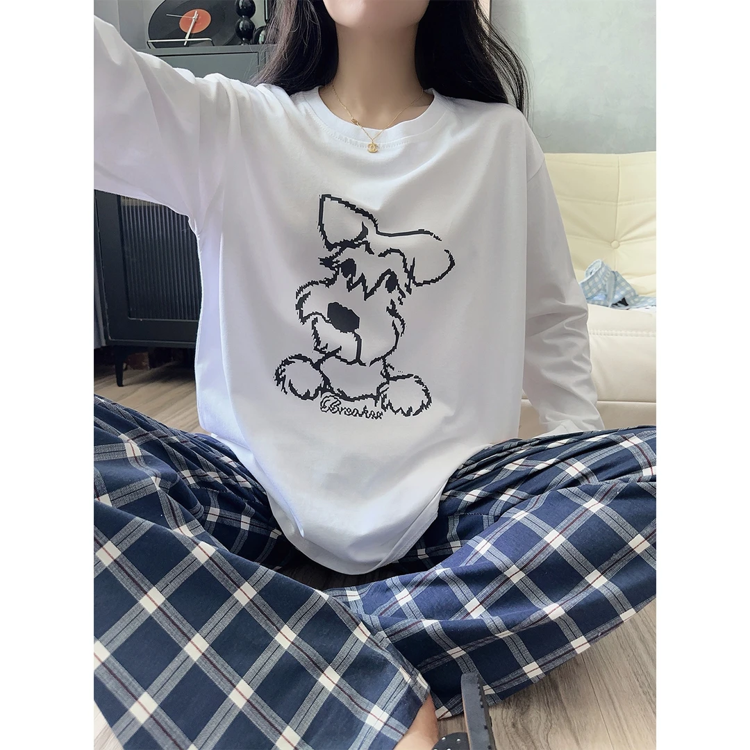 小狗纯棉睡衣女春秋季2025新款长袖秋冬学生休闲风家居服套装
