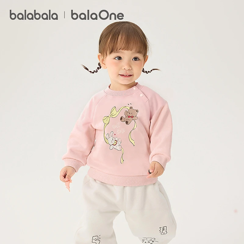 巴拉巴拉balaOne童装儿童卫衣宝宝2025新款冬装加绒休闲印花上衣