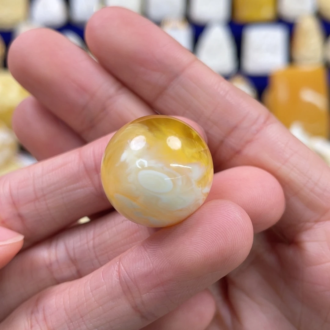 蜜蜡裸石未镶嵌琥珀蜜蜡珠子卡20.2mm