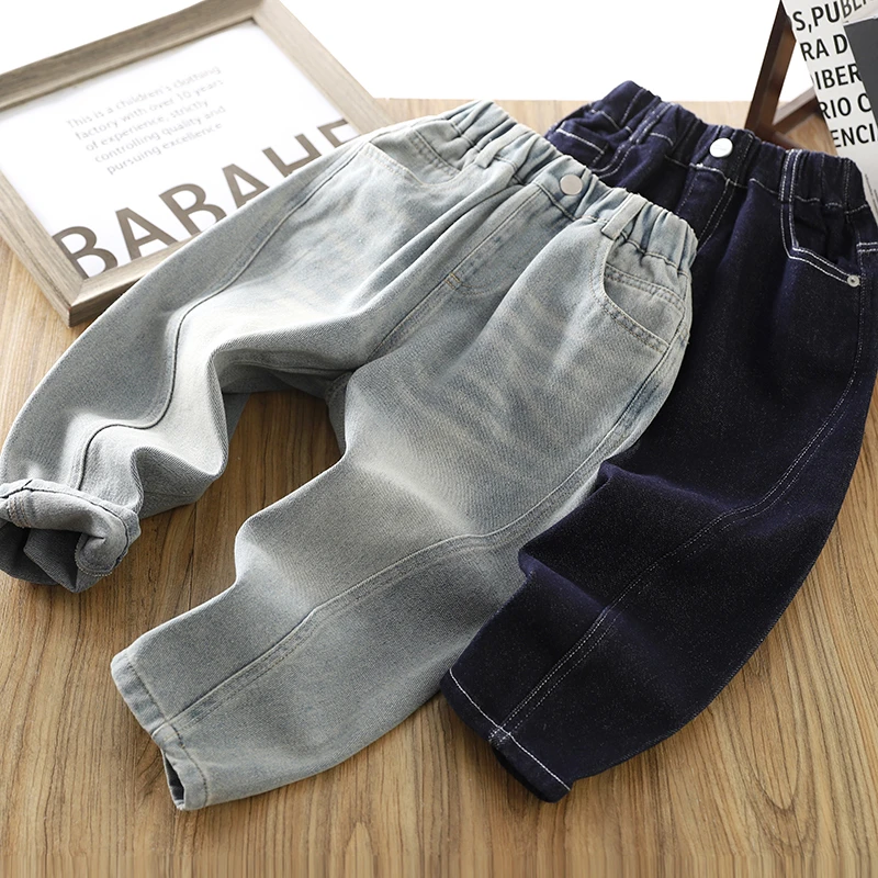 男童牛仔裤子2025春秋新款儿童拼接帅气休闲裤中大童直筒裤长裤潮