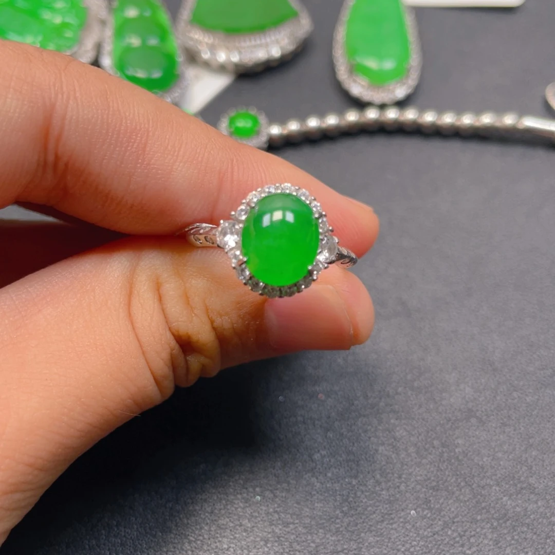 翡翠银S925镶嵌吊坠(不含链)