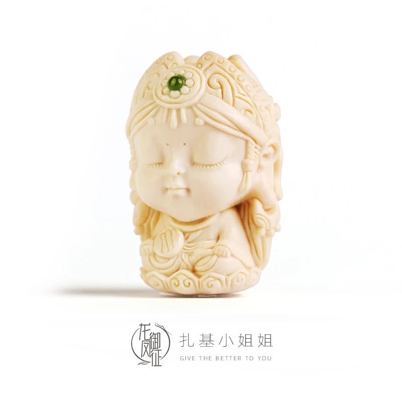 扎基小姐姐丨原创猛犸象牙少女版扎基拉姆藏传佛系吊坠摆件