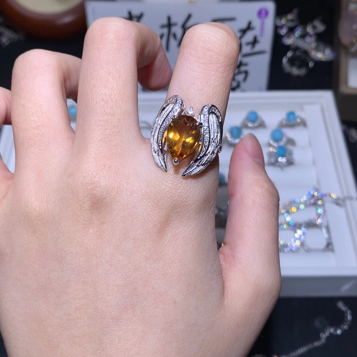 银S925镶嵌颈饰紫晶小*?戒指