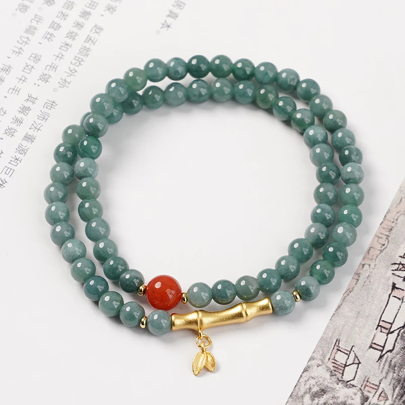 翡翠多圈百搭竹节小众手链南红玛瑙转珠手串珠多样性发一-8946