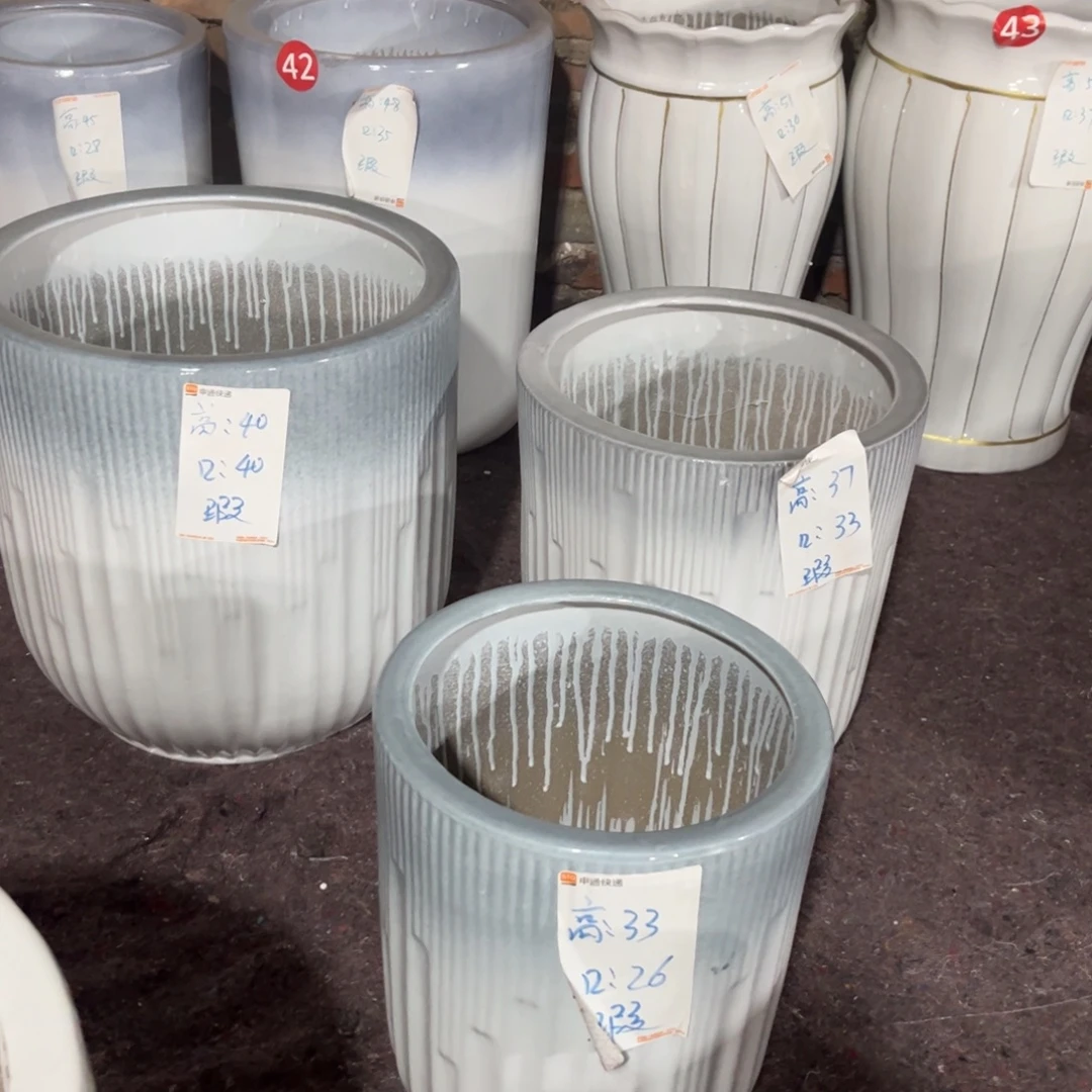 渐变蓝色音符一套三个微瑕疵花盆