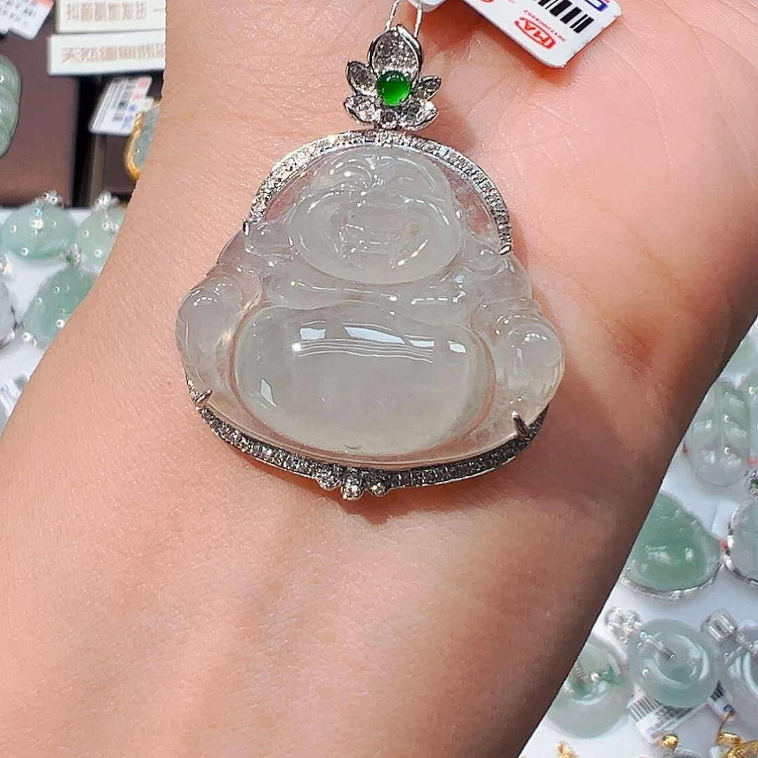 翡翠18K金镶嵌吊坠(不含链)佛公
