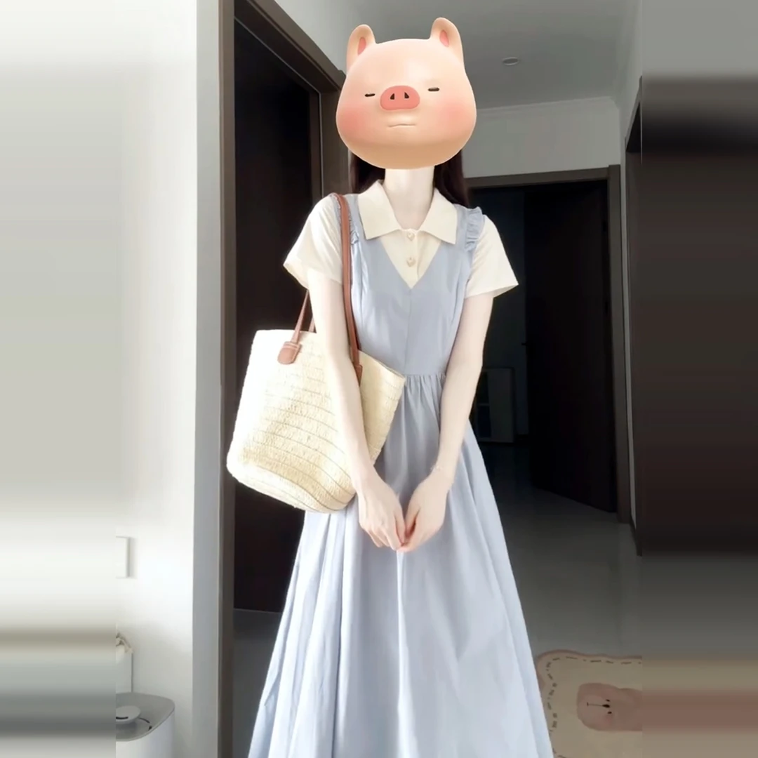 简单大方得体背带连衣裙子夏季2025新款女巨好看独特漂亮绝美长裙