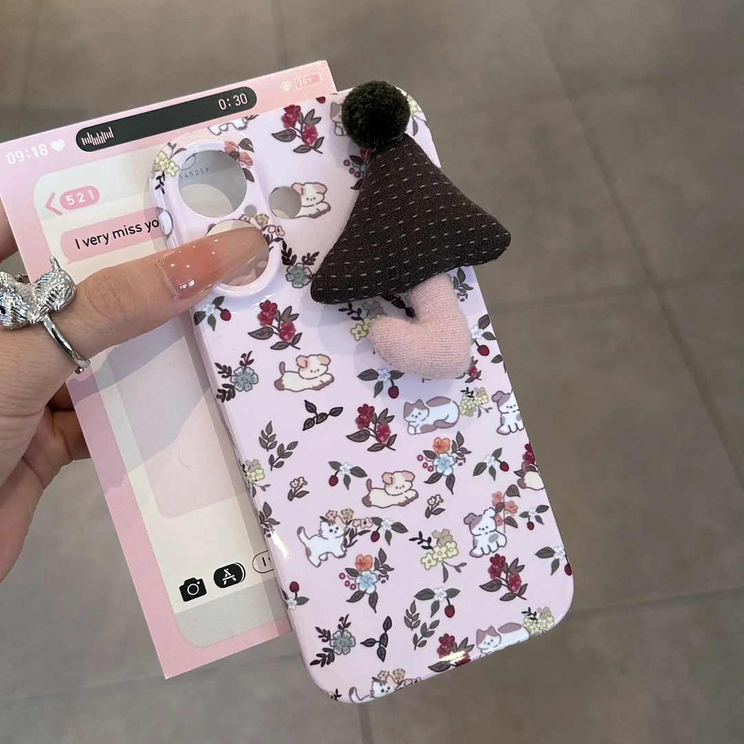 欧克里里碎花蘑菇贴件适用苹果17/16菲林手机壳华为oppo小米vivo